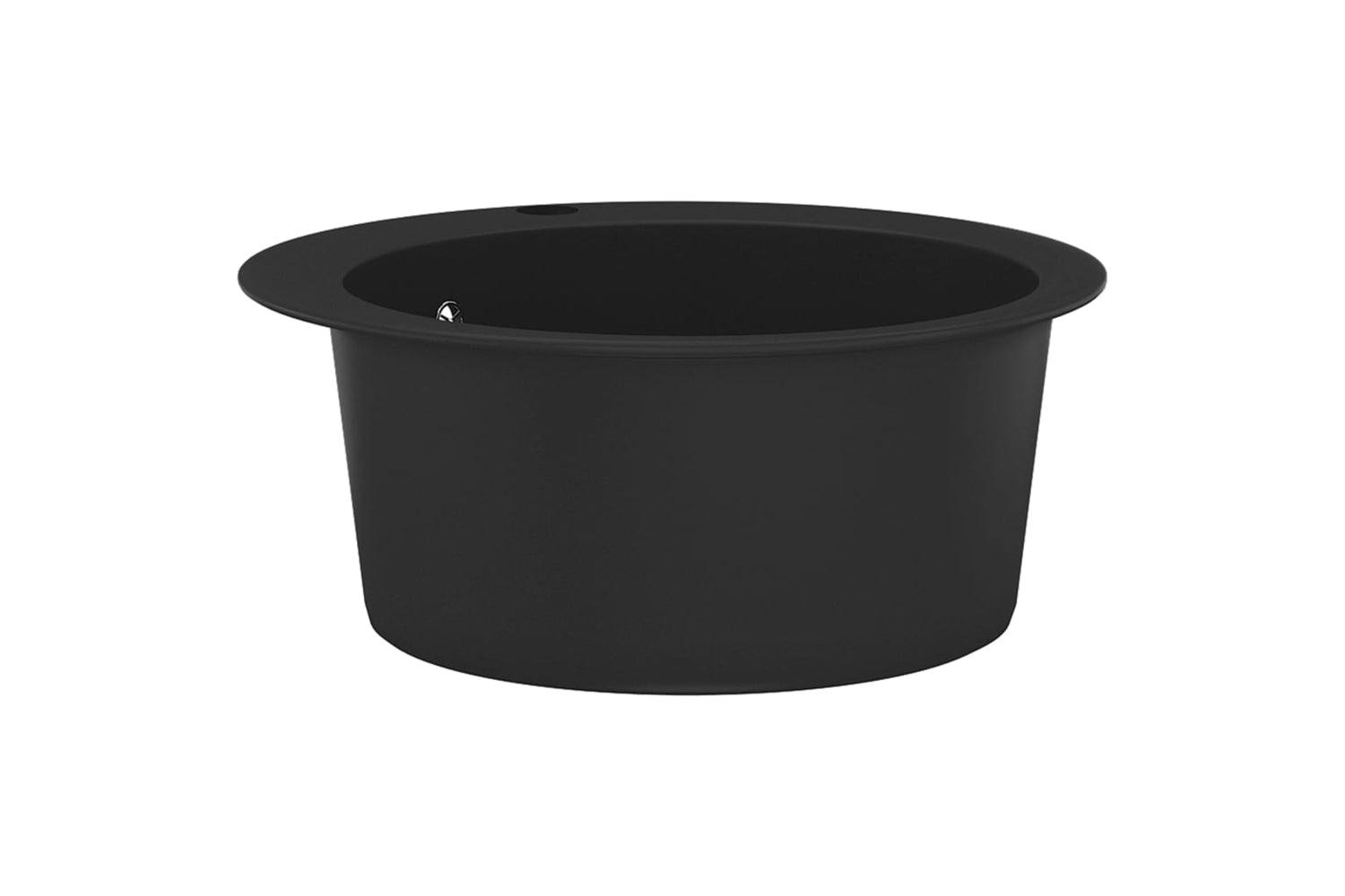 Vidaxl Granite Kitchen Sink Single Basin Round Black-2