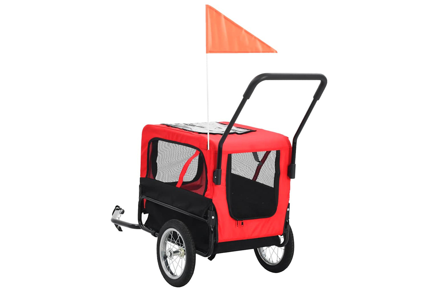 Vidaxl 2-in-1 Pet Bike Trailer & Jogging Stroller Red And Black-4
