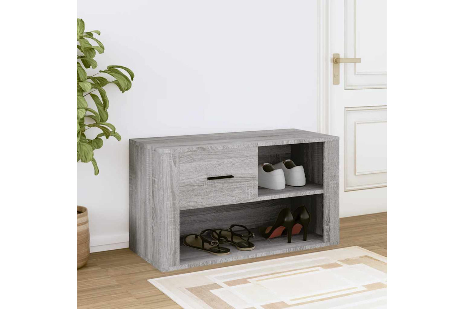 vidaXL 816758 Shoe Cabinet Grey Sonoma 80x35x45cm Engineered Wood-2