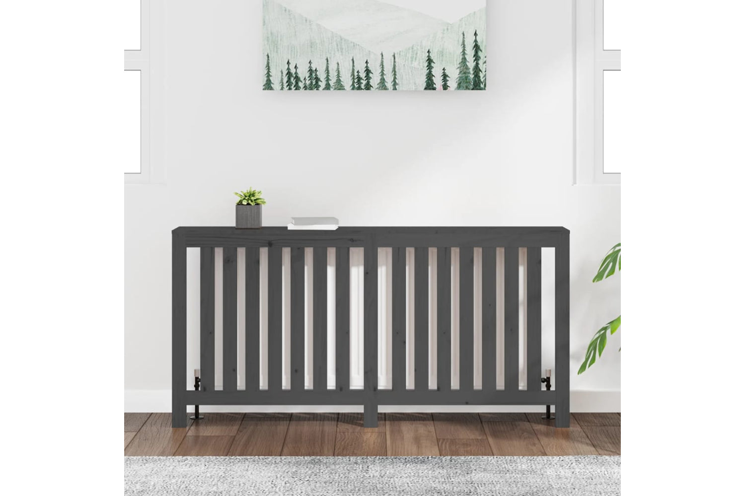 vidaXL 822583 Radiator Cover Grey 169x19x84cm Solid Wood Pine-2