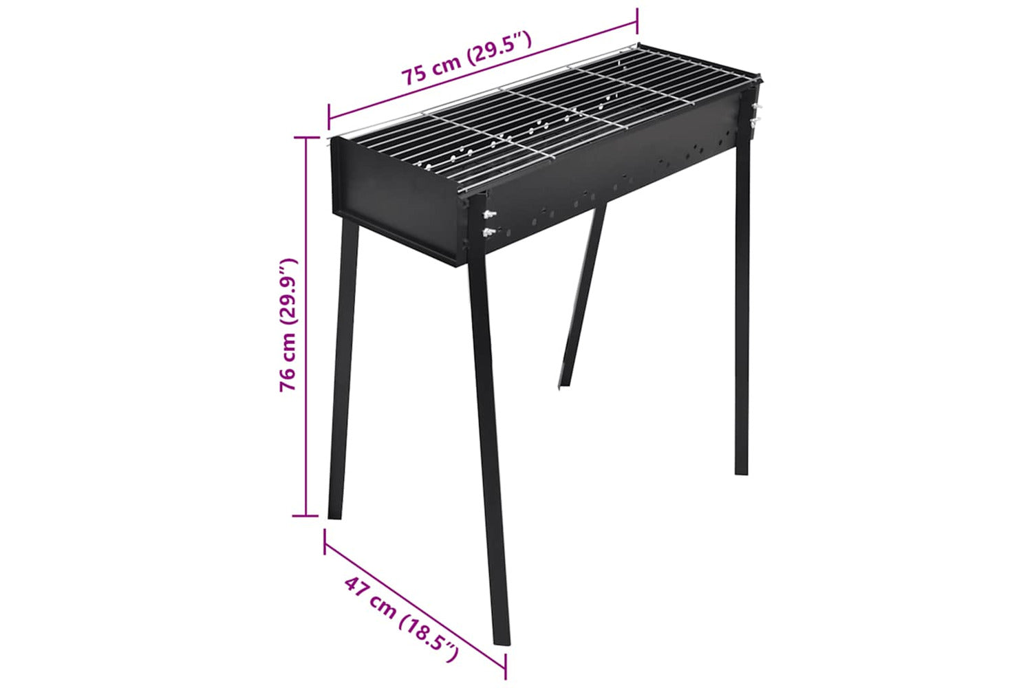 Vidaxl Bbq Stand Charcoal Barbecue Square 75 X 28 Cm-5