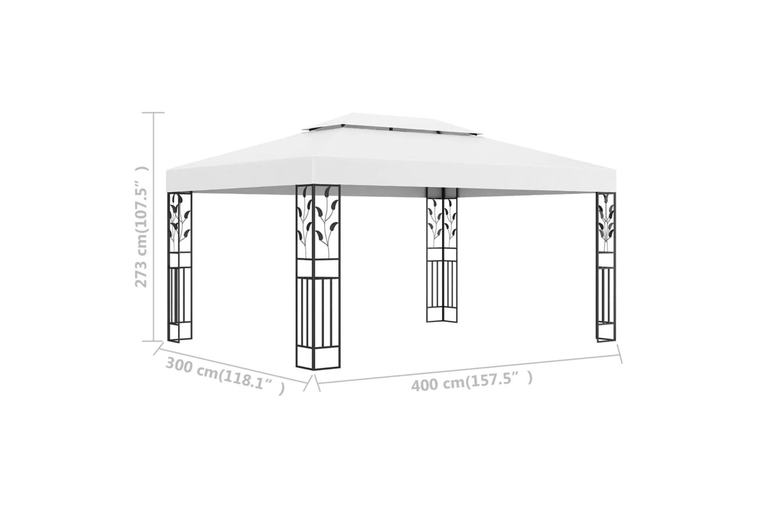 Vidaxl 48030 Gazebo With Double Roof 3x4 M White-6