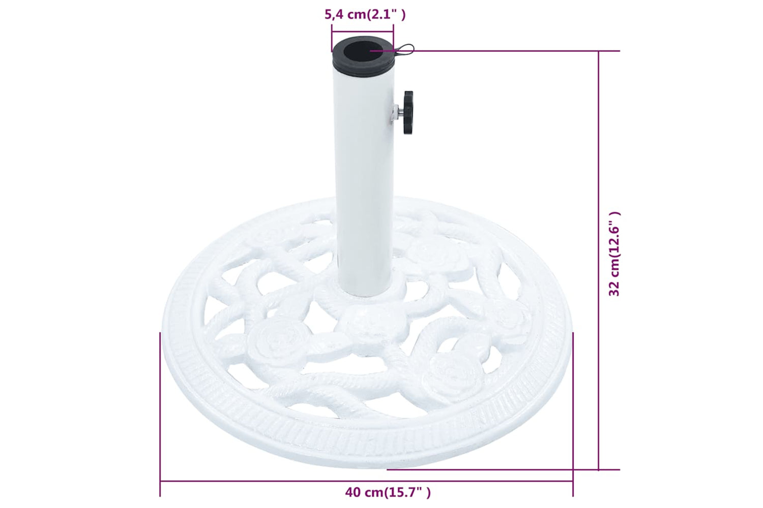 vidaXL 47864 Umbrella Base White 9 Kg 40cm Cast Iron-8