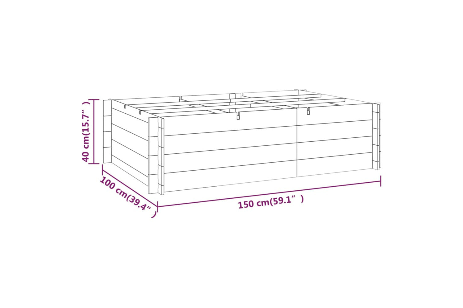 vidaXL Raised Bed 150x100x40cm Impregnated Wood-4