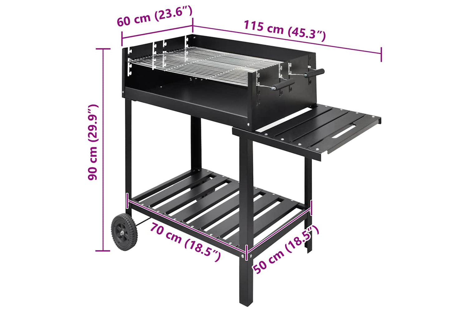 Vidaxl Bbq Stand Charcoal Barbecue 2 Wheels-5