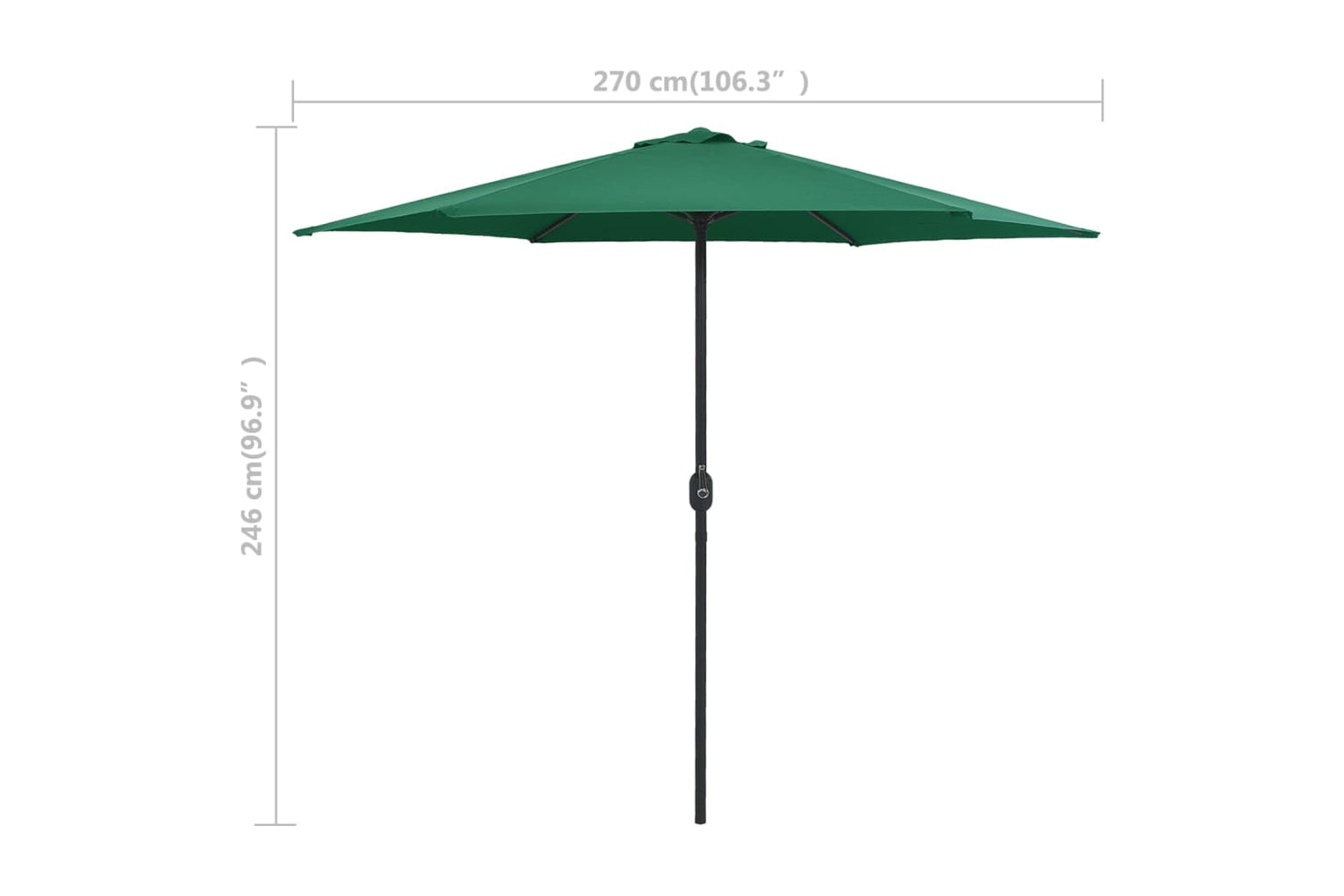 vidaXL 47344 Outdoor Parasol With Aluminium Pole 270x246cm Green-7