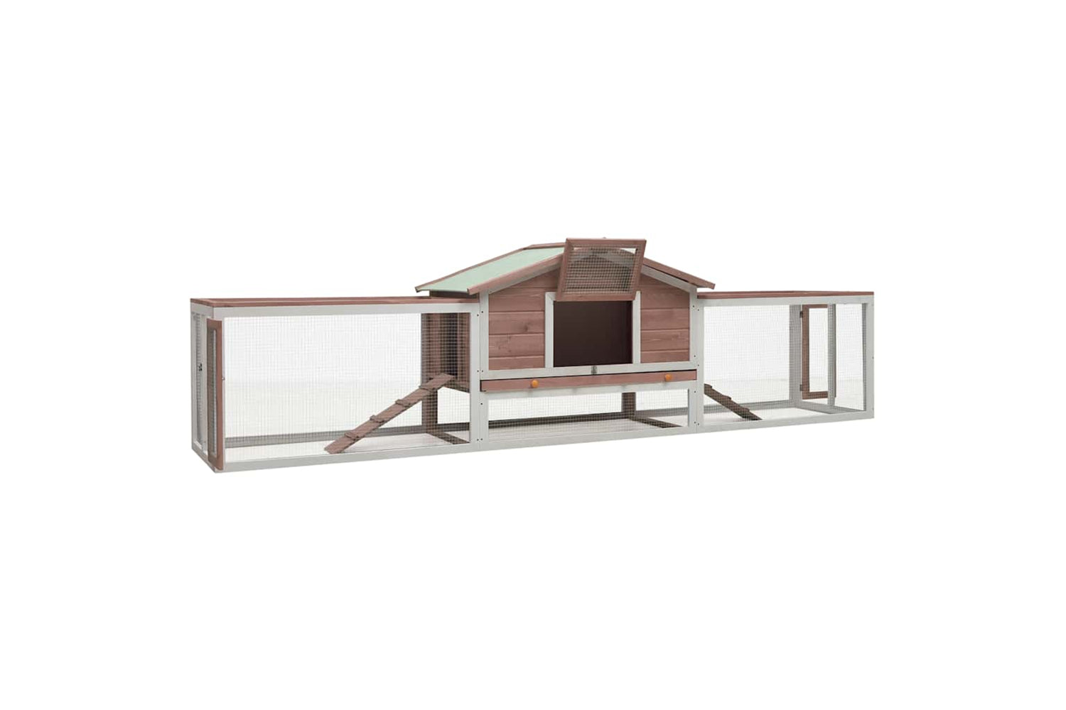 vidaXL 170859 Rabbit Hutch Mocha 310x70x87cm Solid Pine & Fir Wood-2