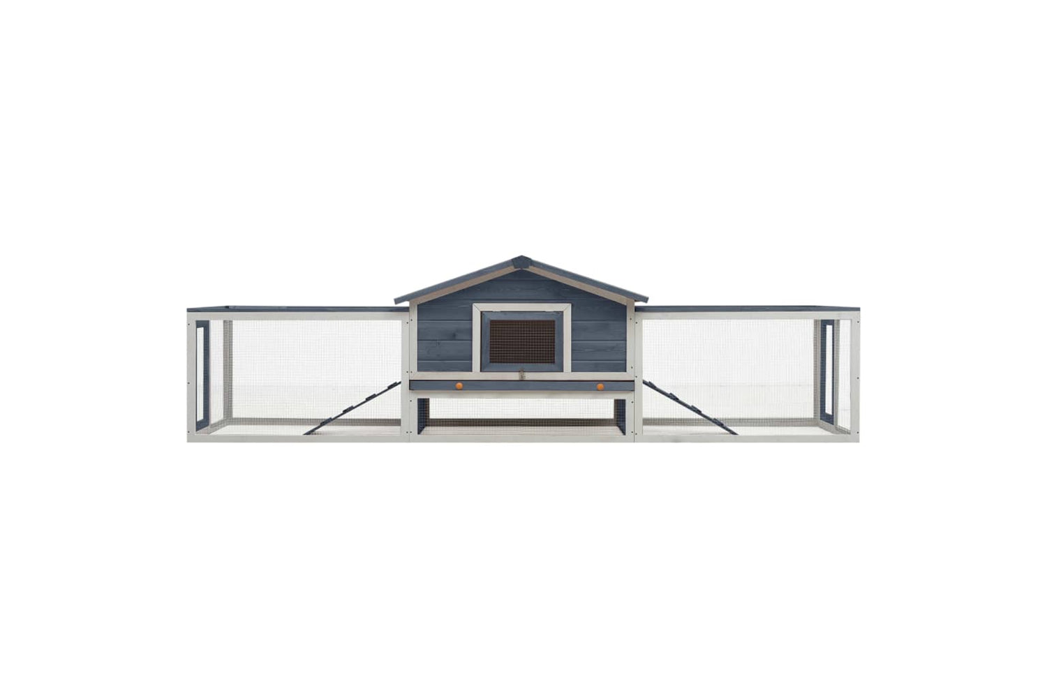 vidaXL 170858 Rabbit Hutch Grey 310x70x87cm Solid Pine & Fir Wood-3