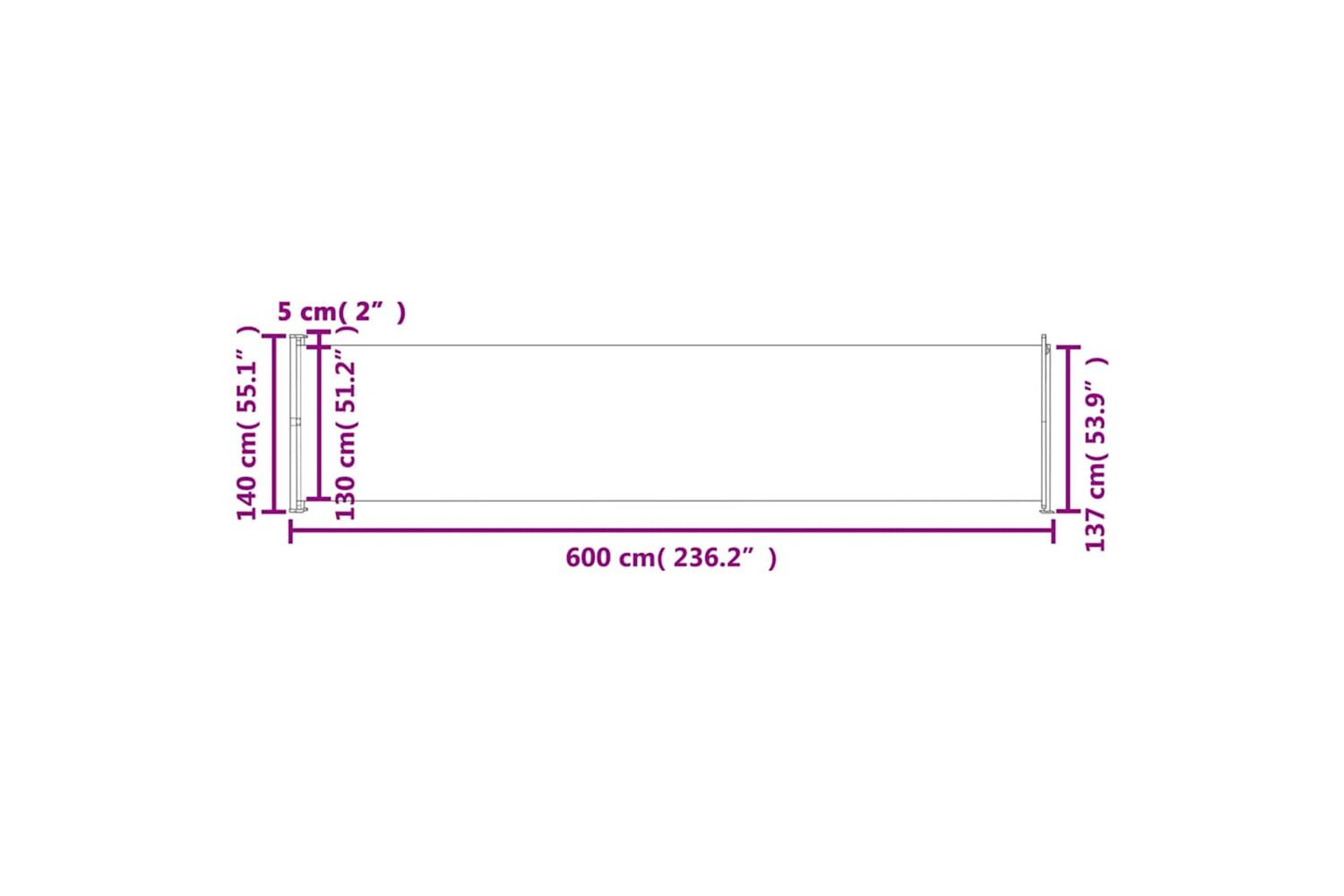 vidaXL 313370 Patio Retractable Side Awning 140x600cm Cream-7