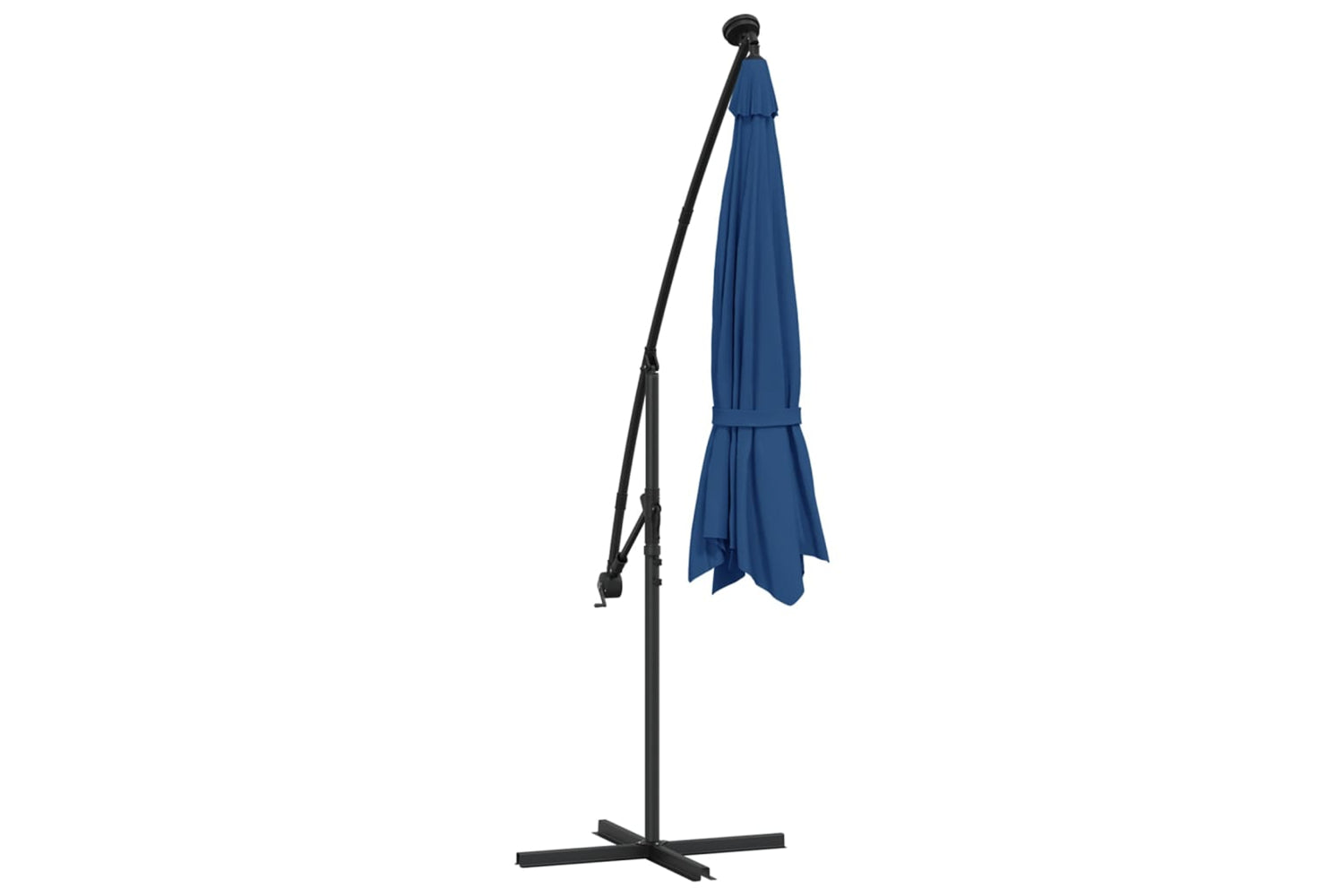 Vidaxl 47137 Cantilever Umbrella With Led Lights And Steel Pole 300 Cm Azure-7
