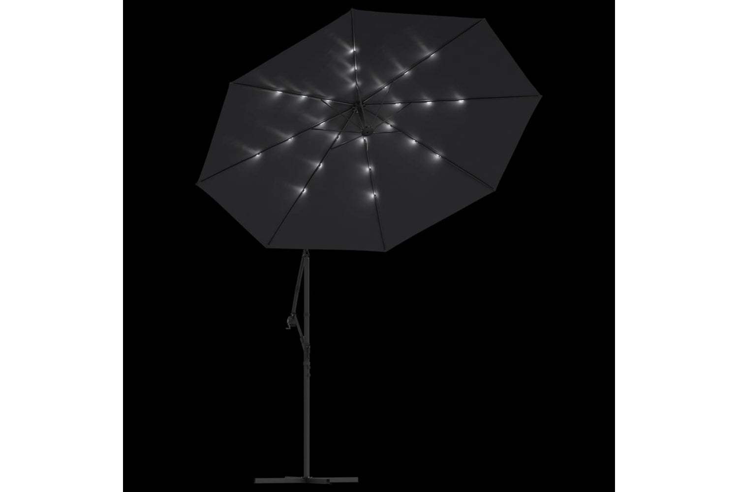 Vidaxl 47136 Cantilever Umbrella With Led Lights And Steel Pole 300 Cm Black-5