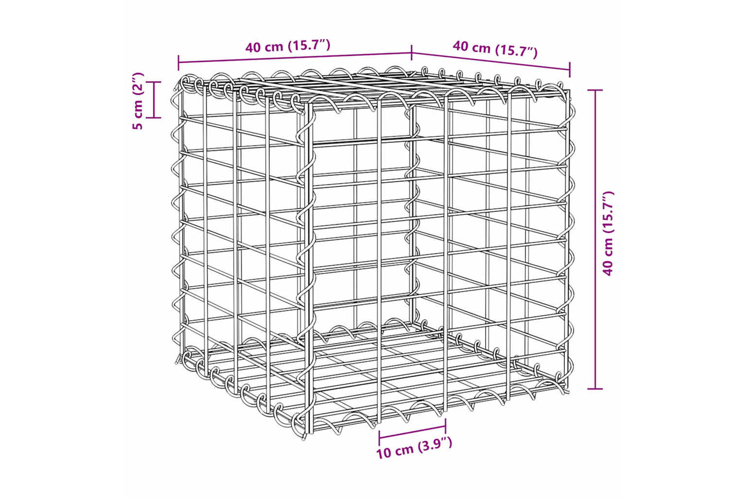 vidaXL 145649 Cube Gabion Raised Bed Steel Wire 40x40x40cm-5