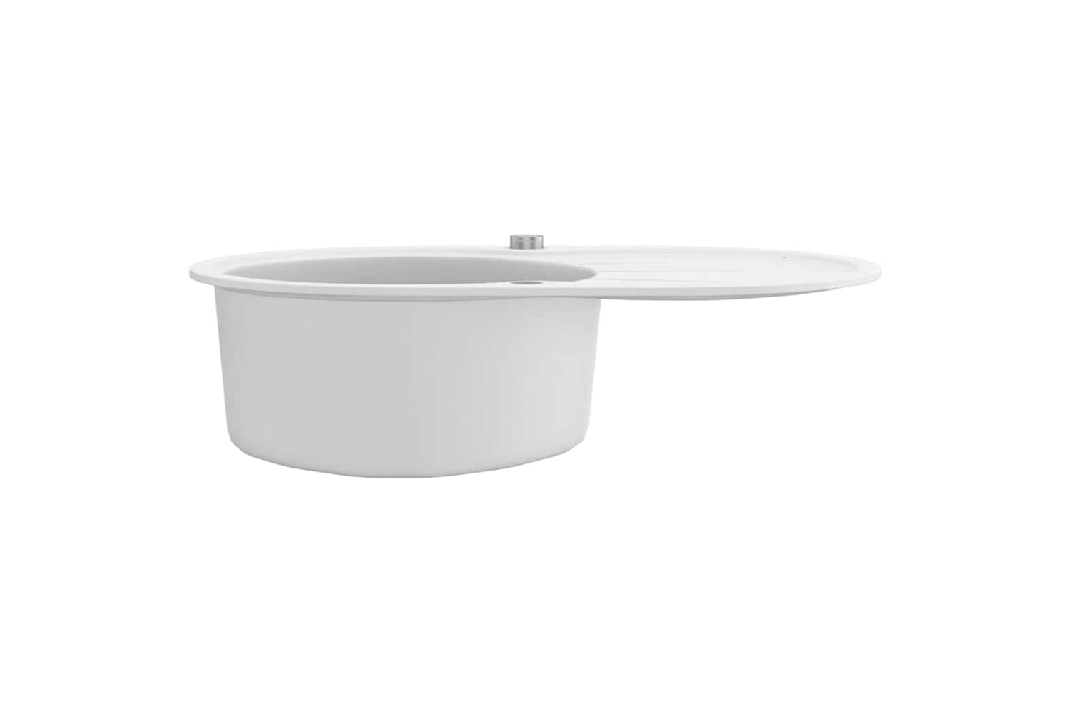 Vidaxl Granite Kitchen Sink Single Basin Oval White-4