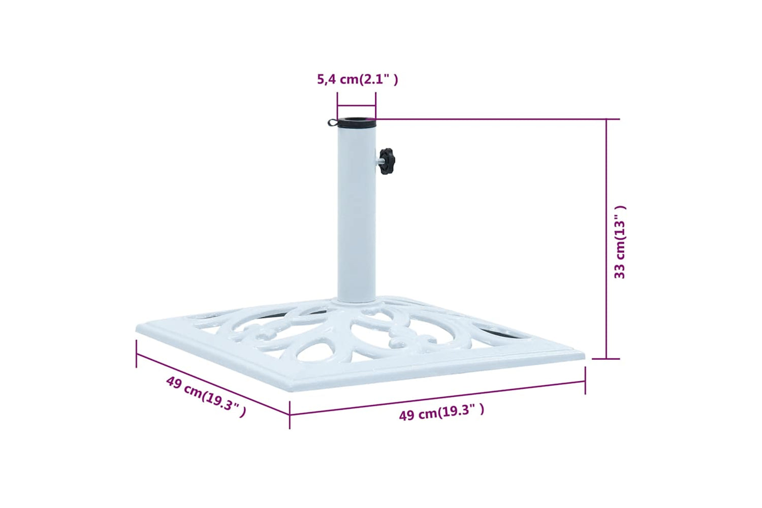 vidaXL 47867 Umbrella Base White 12 Kg 49cm Cast Iron-8