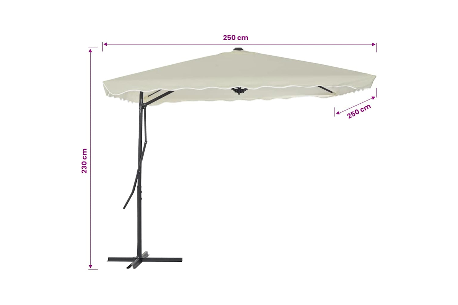 vidaXL 44882 Outdoor Parasol With Steel Pole 250x250cm Sand-5