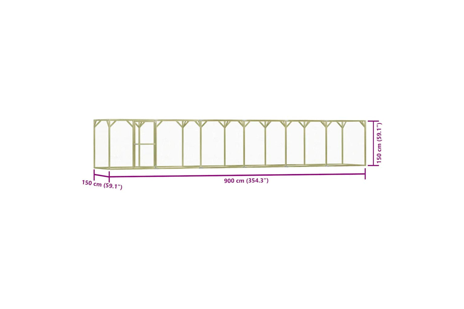 Vidaxl 278406 Chicken Cage 1.5x9x1.5 M Impregnated Pinewood-6