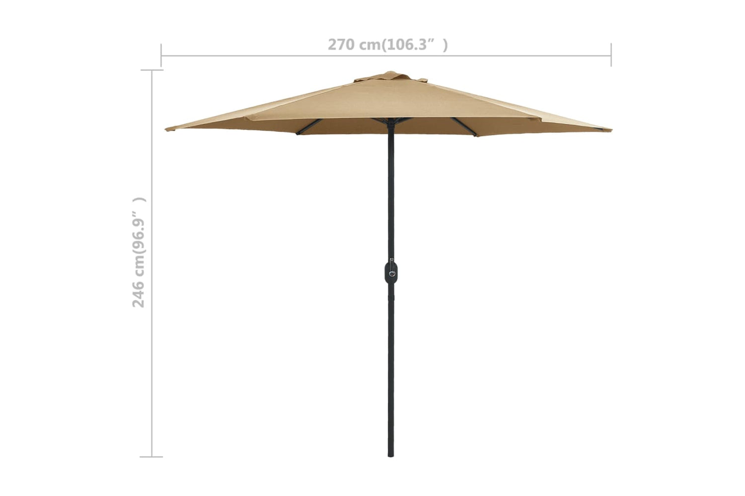 vidaXL 47347 Outdoor Parasol With Aluminium Pole 270x246cm Taupe-7