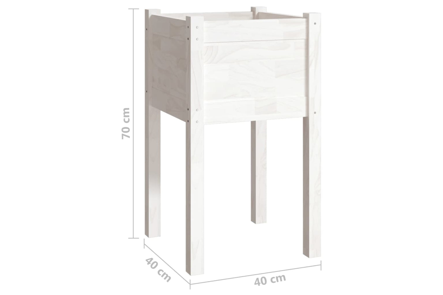 vidaXL 810792 Garden Planters 2 Pcs White 40x40x70cm Solid Pinewood-7