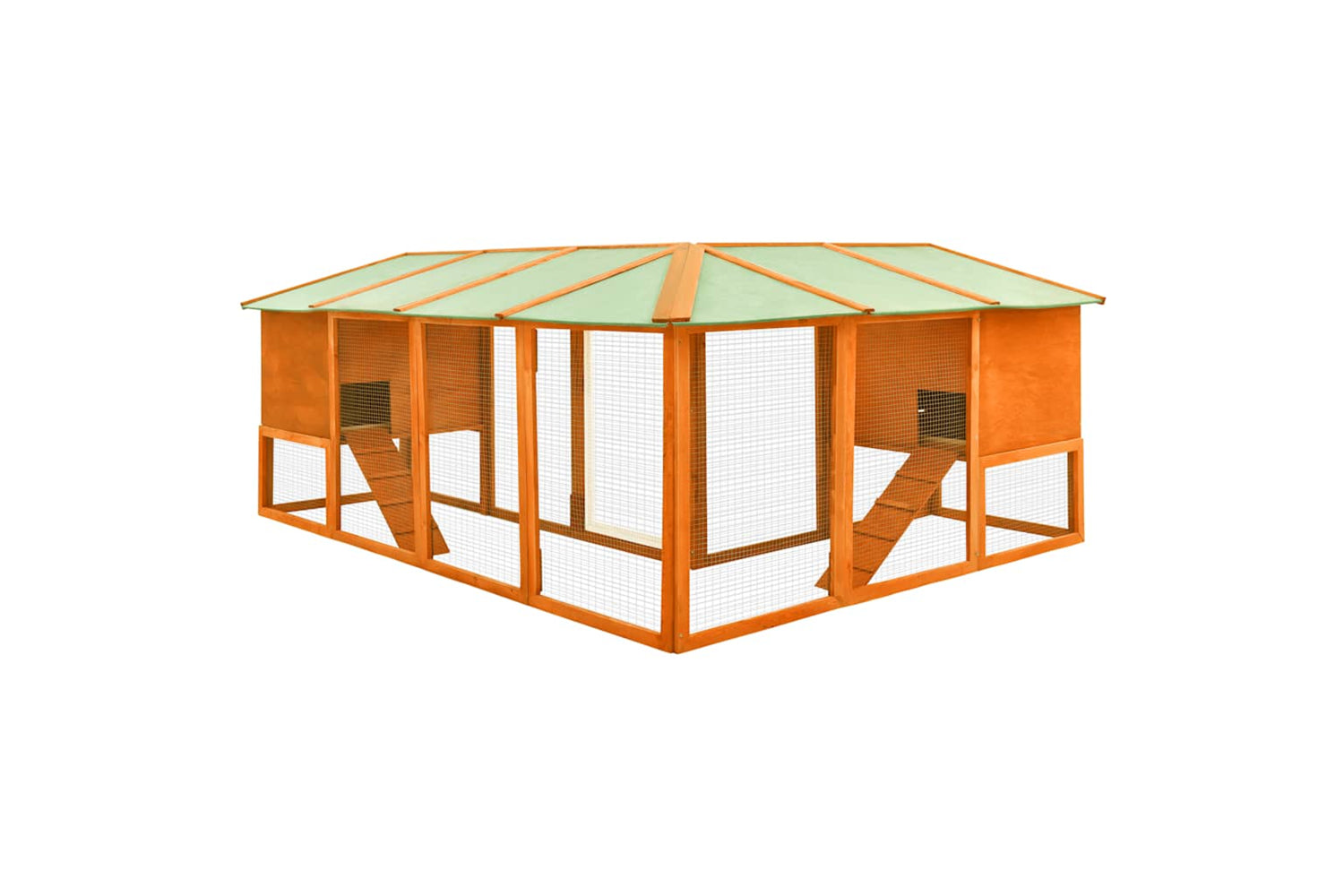 Vidaxl 170872 Outdoor Rabbit Hutch With Run Brown Solid Fir Wood-4