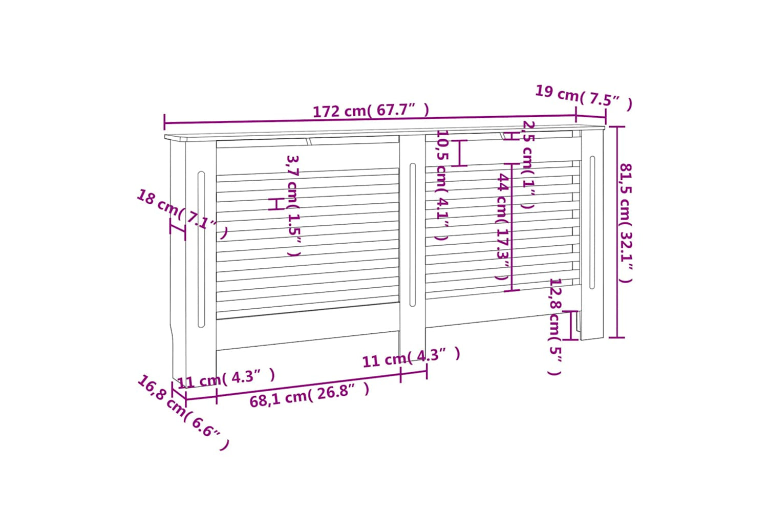 vidaXL Radiator Cover Anthracite 172x19x81.5cm Mdf-8