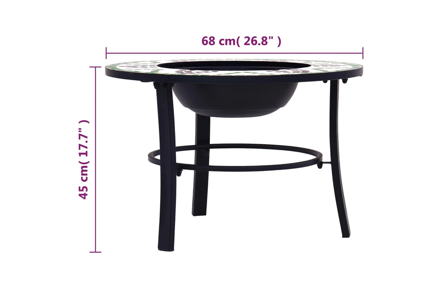 Vidaxl 46722 Vidaxl Mosaic Fire Pit Green 68cm Ceramic-9