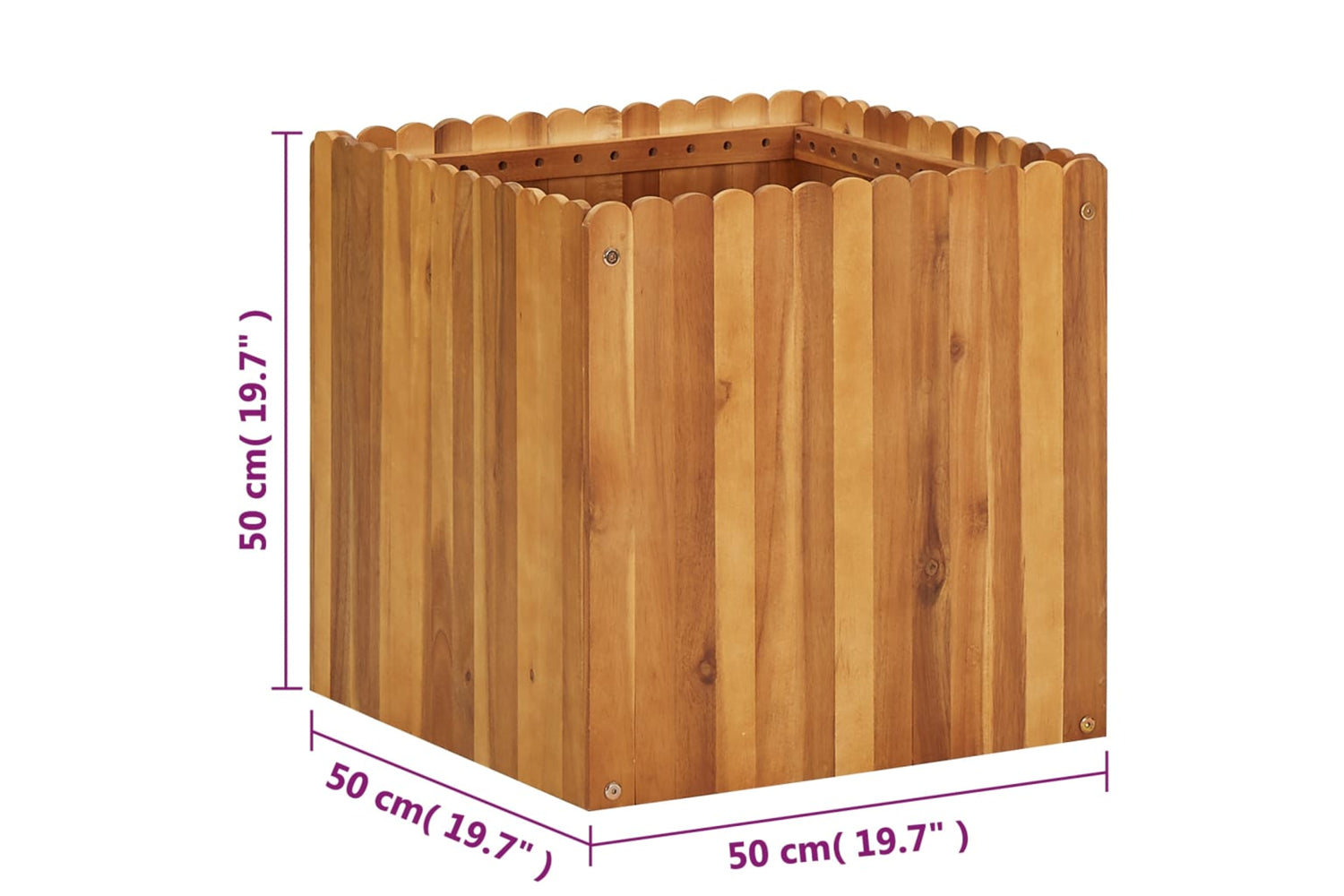 vidaXL 45927 Garden Raised Bed 50x50x50cm Solid Acacia Wood-5
