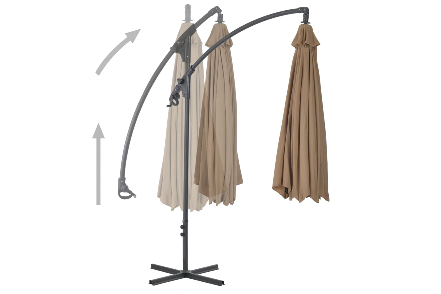 vidaXL 44876 Cantilever Umbrella With Steel Pole 300cm Taupe-3