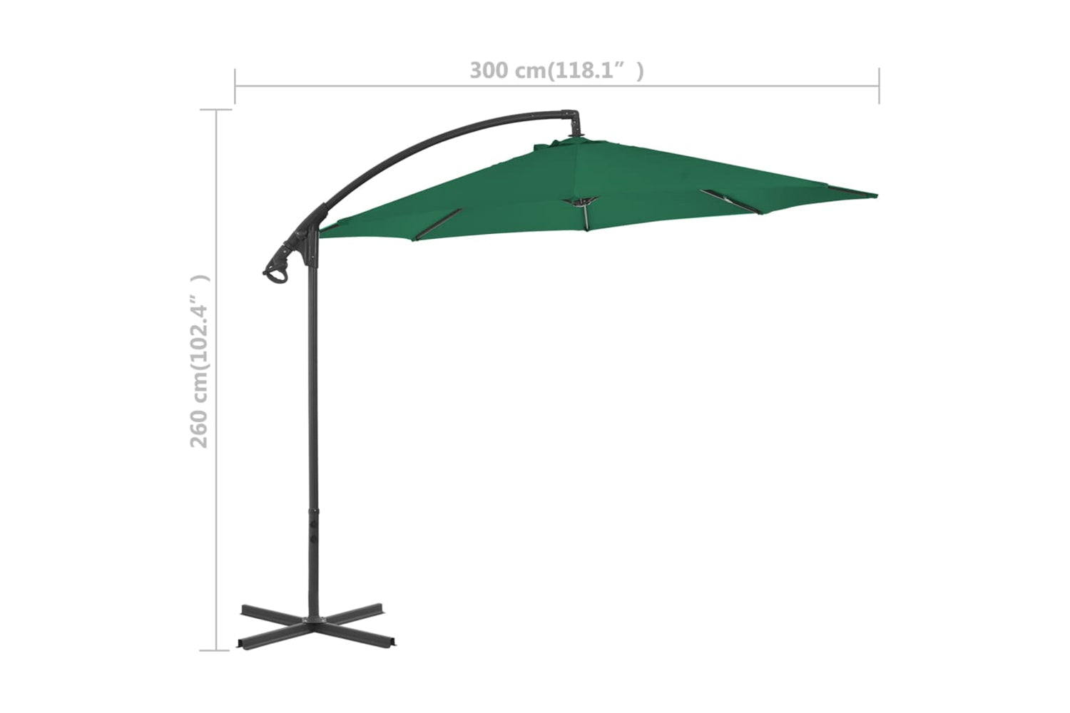 vidaXL 44873 Cantilever Umbrella With Steel Pole 300cm Green-7