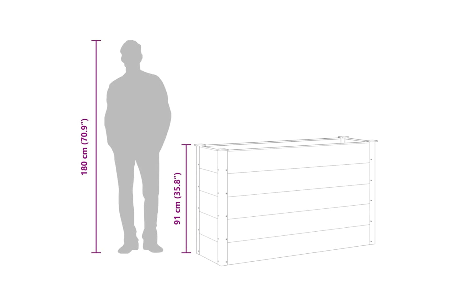 vidaXL 43608 Garden Raised Bed Wpc 150x50x91cm Grey-7