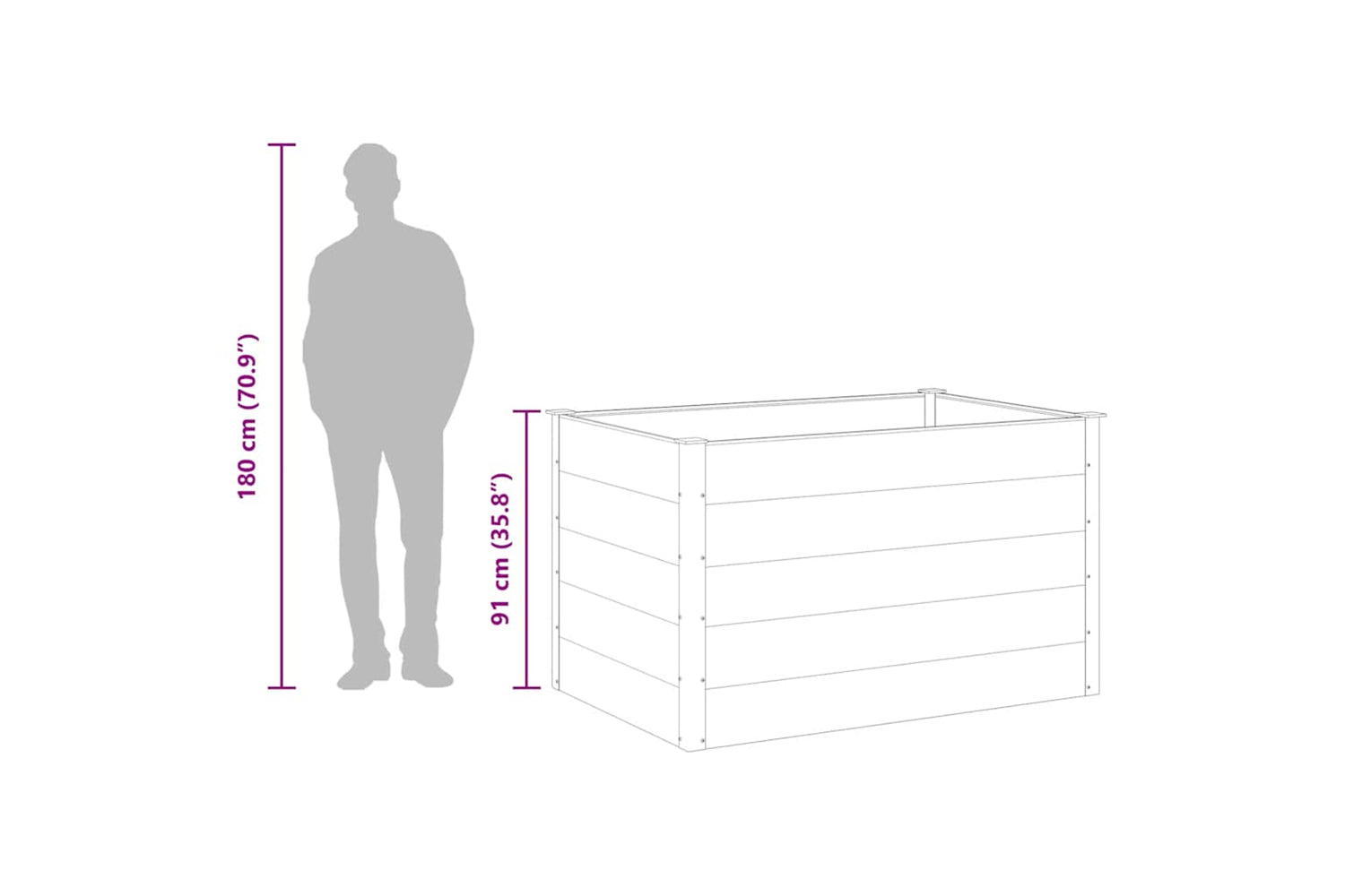 vidaXL 43610 Garden Raised Bed Wpc 150x100x91cm Grey-8