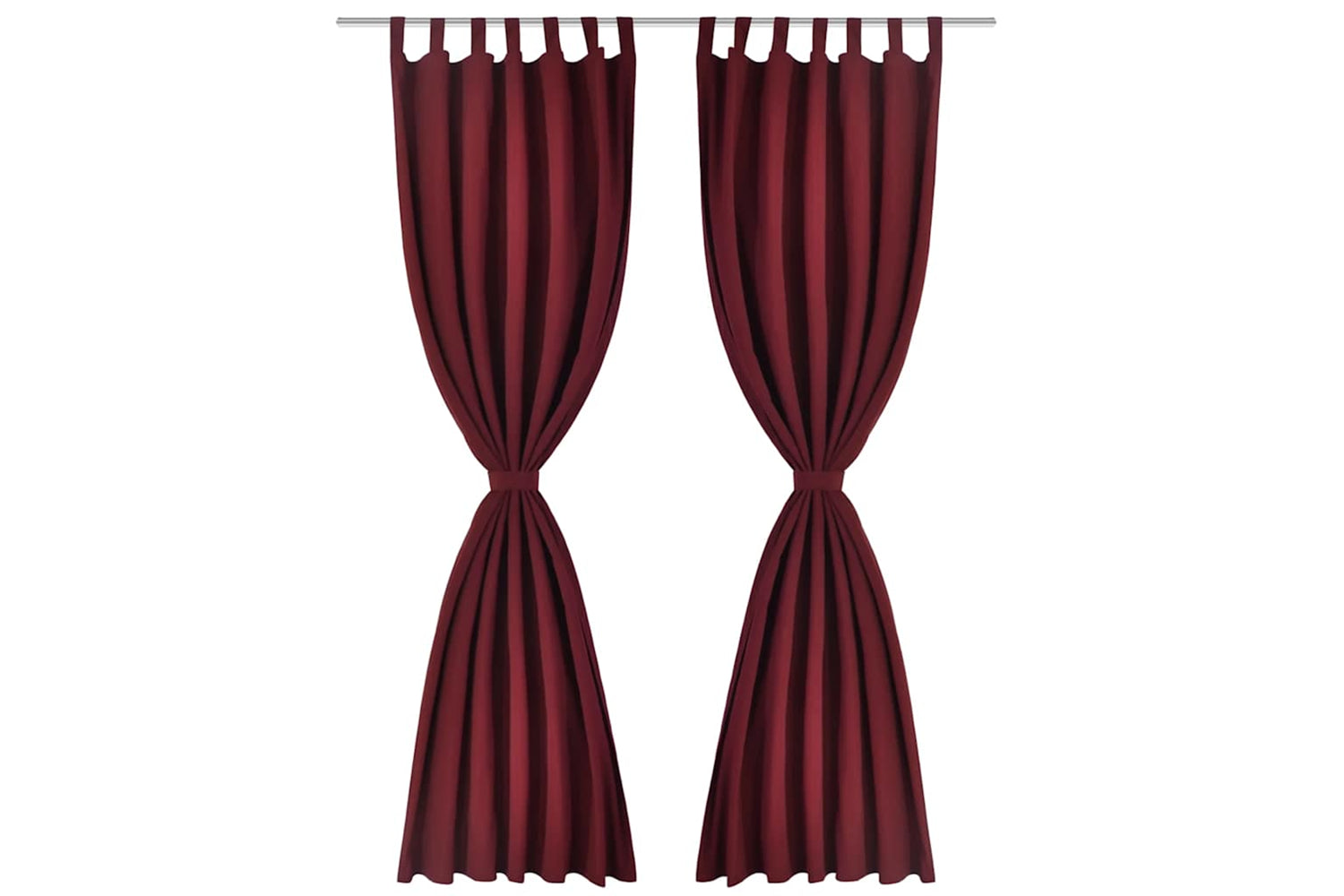 vidaXL 130362 2 Pcs Bordeaux Micro-satin Curtains With Loops 140 X 175cm-2