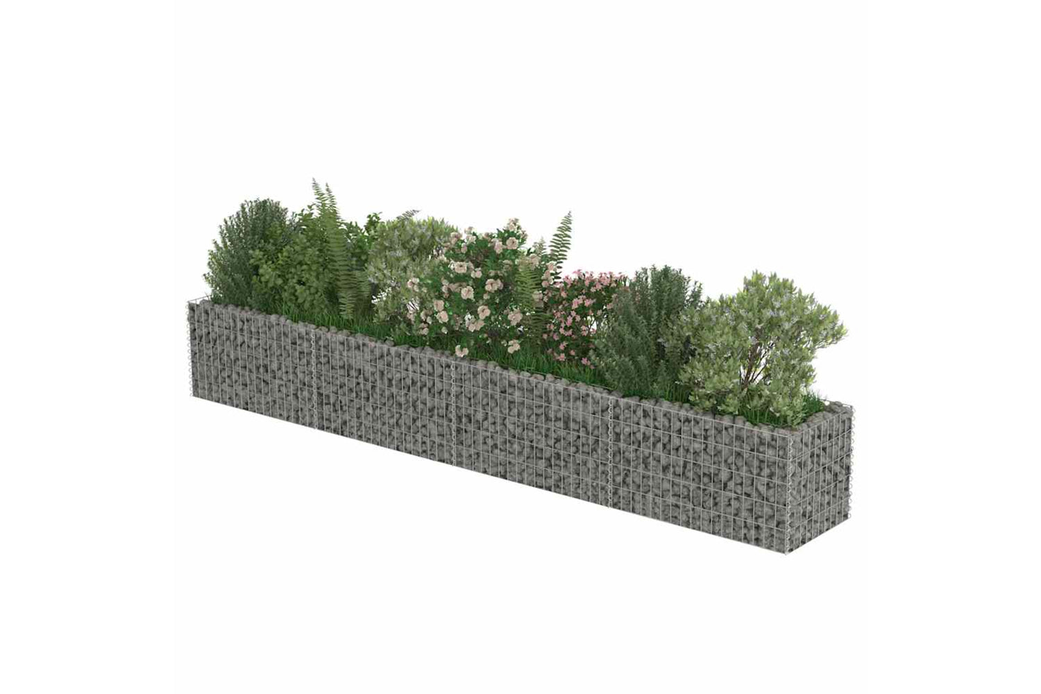 vidaXL 143561 Gabion Raised Bed Galvanised Steel 360x50x50cm-3