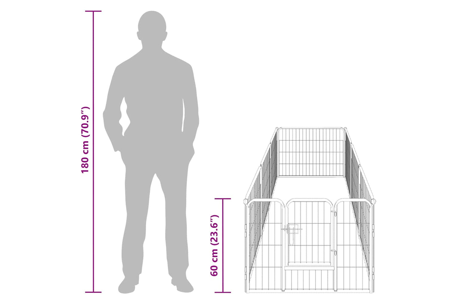 vidaXL 170572 Dog Playpen 8 Panels Steel 80x60cm Black-9