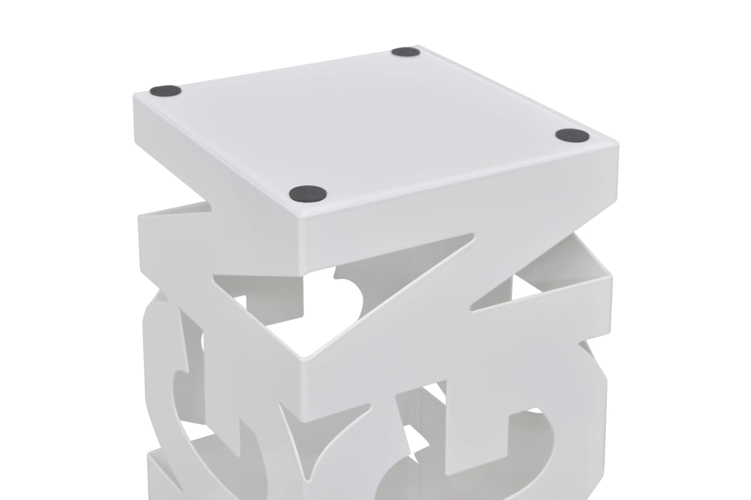 vidaXL 242467 White Square Umbrella Stand Storage Holder Walking Stick Steel 48.5cm-3