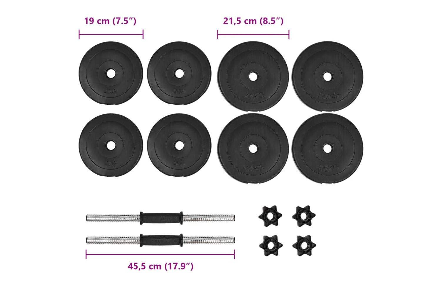 Vidaxl 14 Piece Dumbbell Set 20 Kg-7