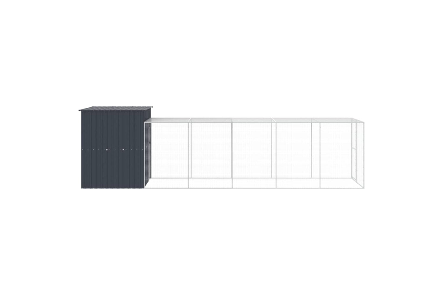vidaXL 3189110 Chicken Cage With Run Anthracite 165x659x181cm Galvanised Steel-3