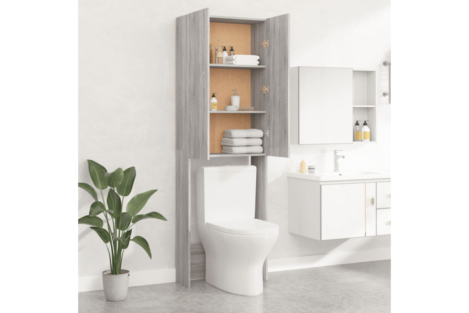 vidaXL Washing Machine Cabinet Grey Sonoma 64x25.5x190cm-3