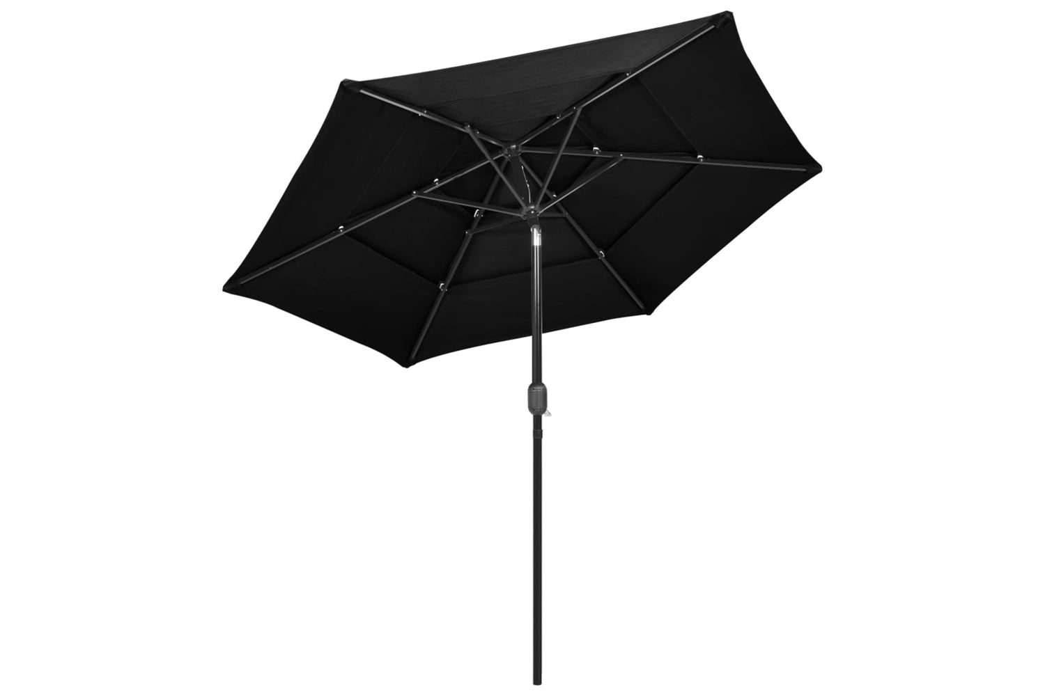 Vidaxl 313866 3-tier Parasol With Aluminium Pole Black 2.5 M-3