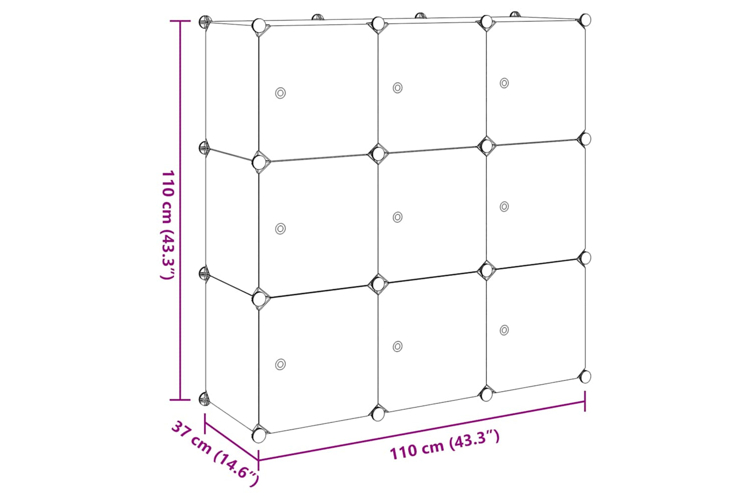 Vidaxl 244924 Storage Cube Organiser With 9 Compartments Black And White-7
