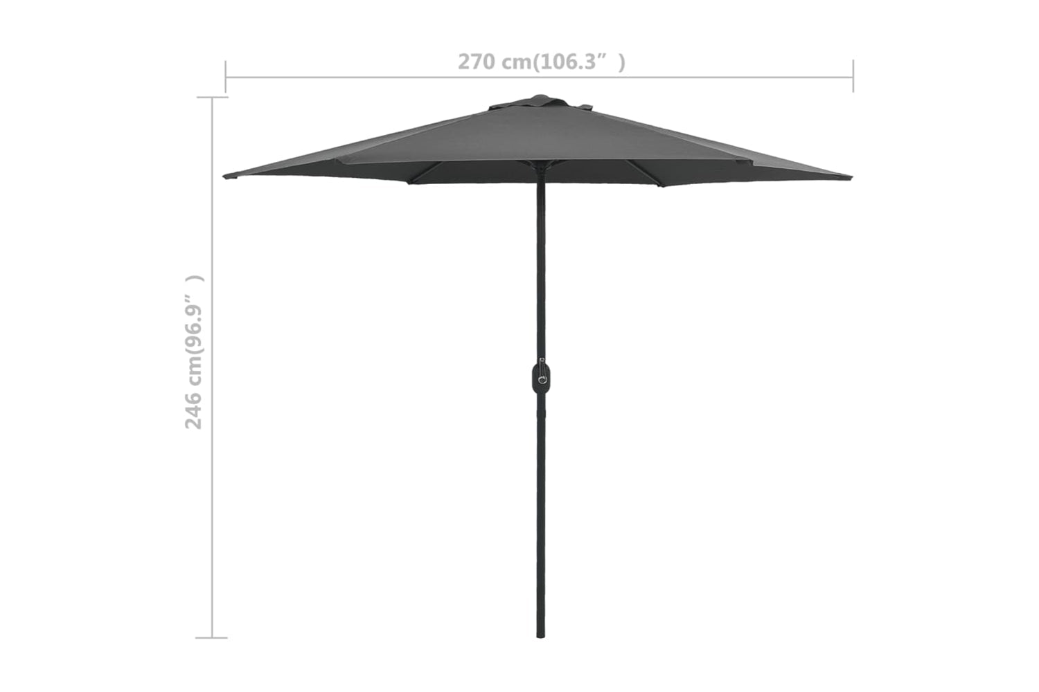 vidaXL 47346 Outdoor Parasol With Aluminium Pole 270x246cm Anthracite-7
