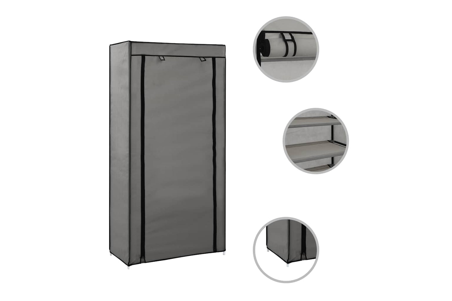 vidaXL 282430 Shoe Cabinet With Cover Grey 58x28x106cm Fabric-6
