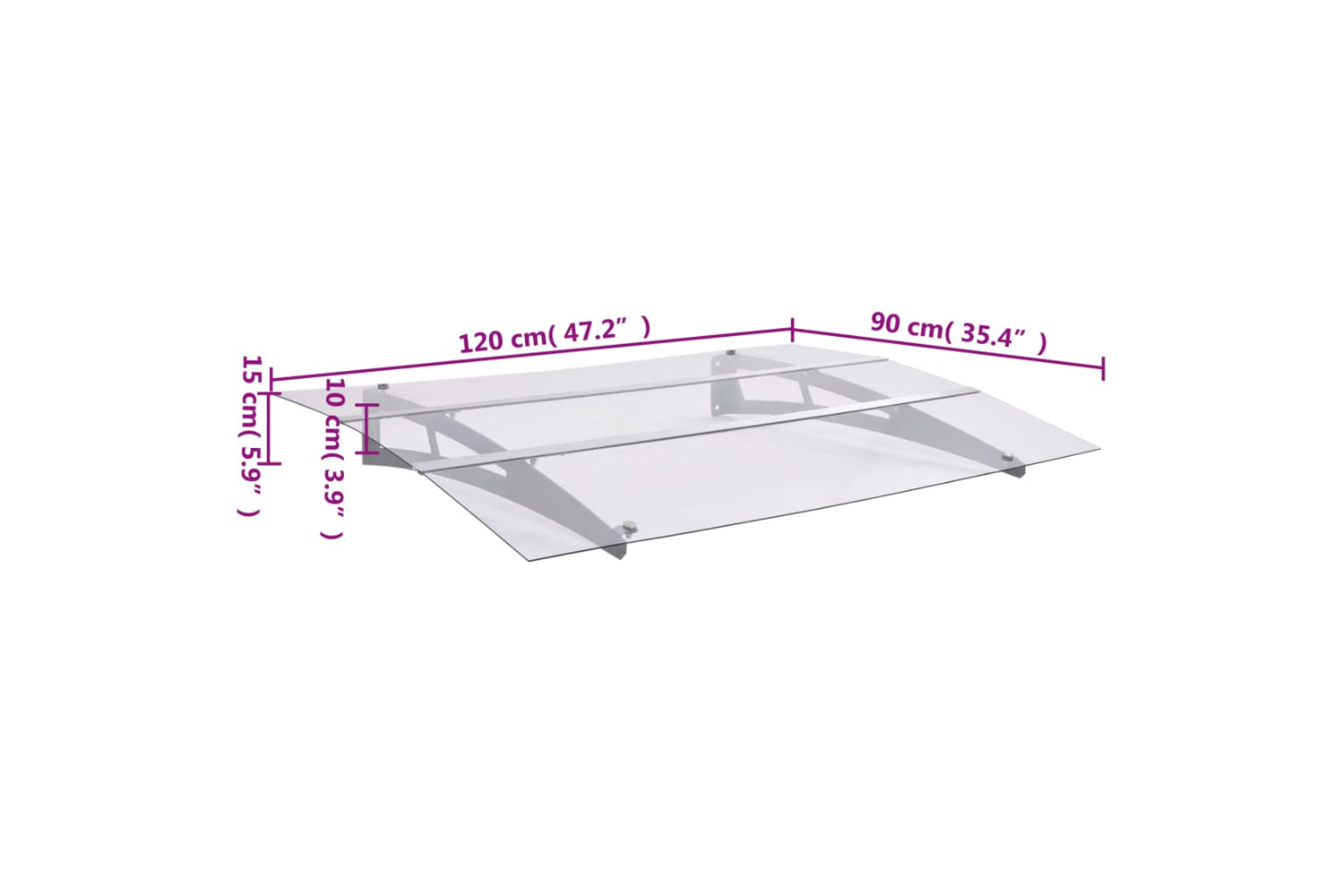 vidaXL 144828 Door Canopy Silver And Transparent 120x90cm Polycarbonate-6