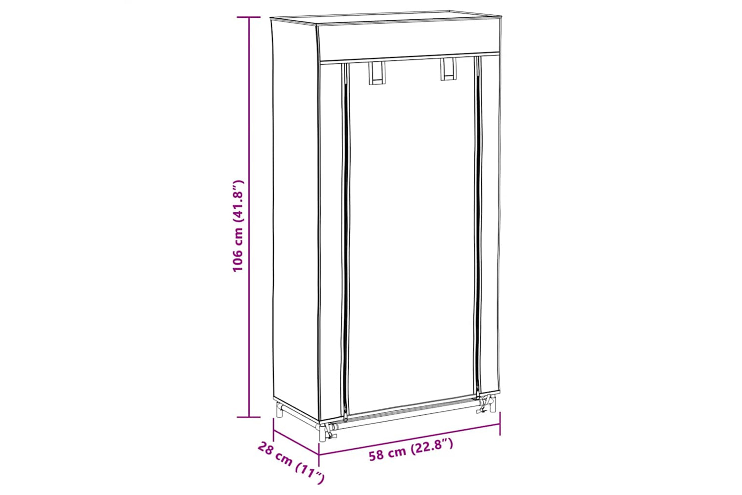 vidaXL 282429 Shoe Cabinet With Cover Cream 58x28x106cm Fabric-8