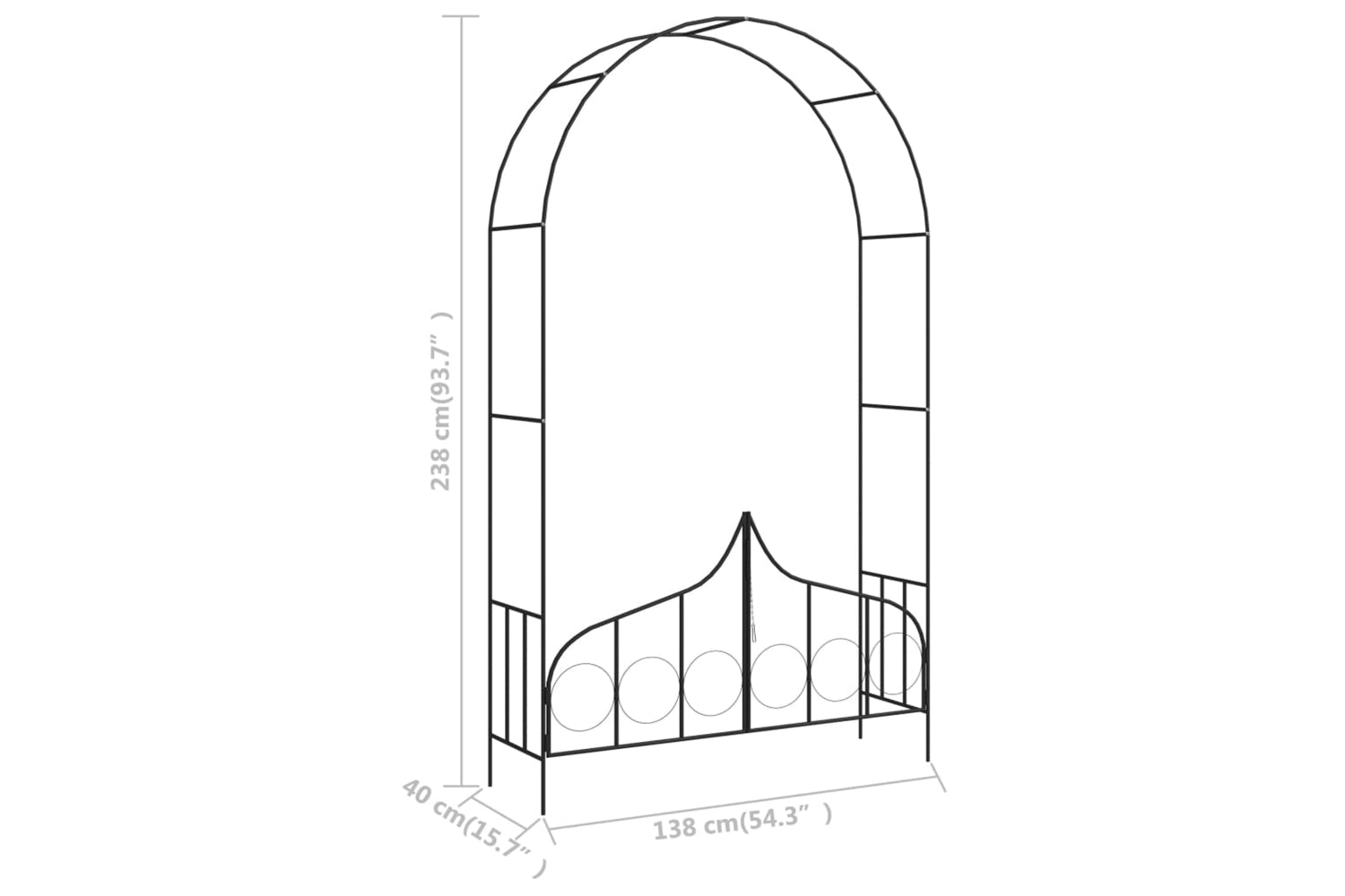 vidaXL 47092 Garden Arch With Gate Black 138x40x238cm Iron-7