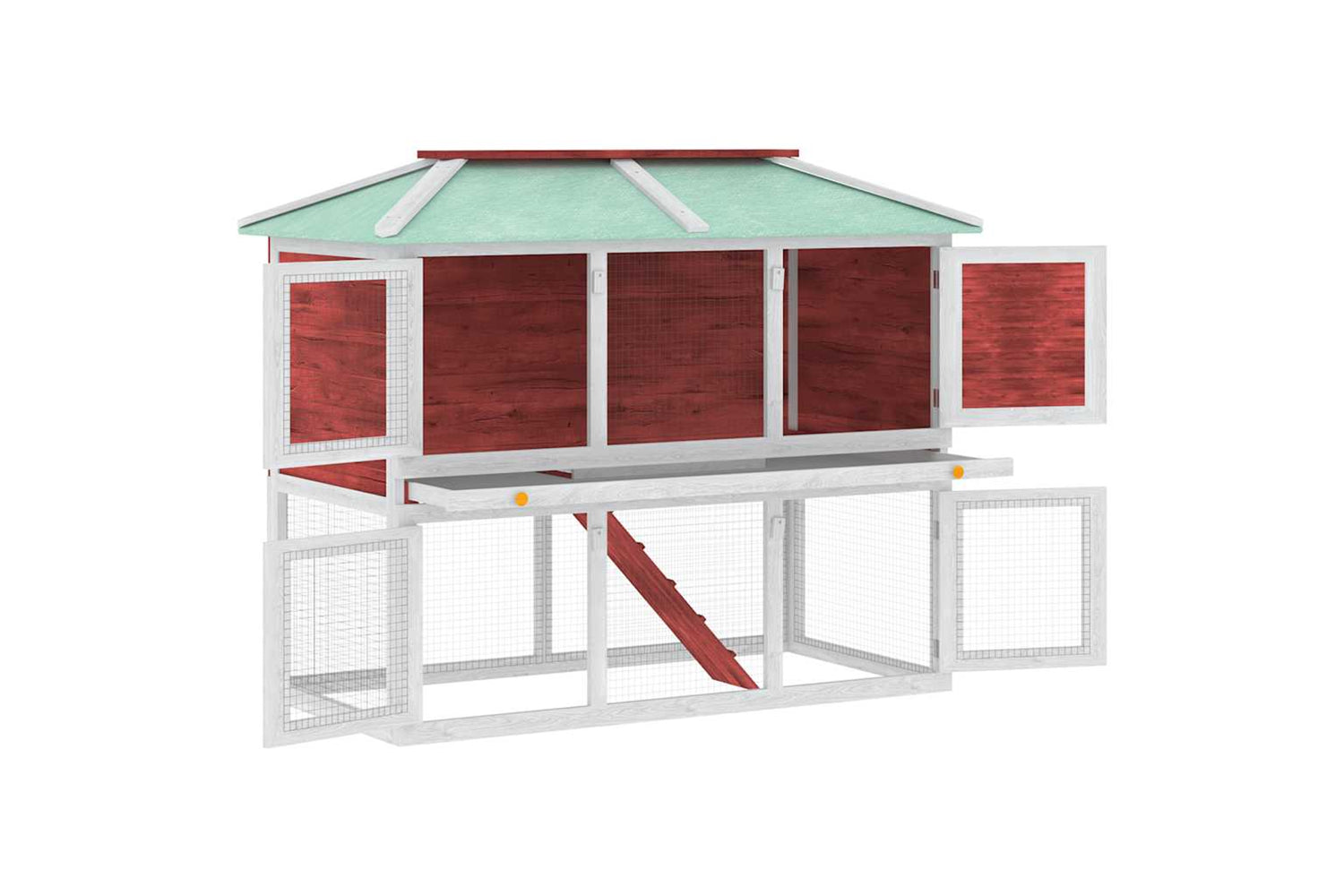Vidaxl 170851 Animal Rabbit Cage Double Floor Red Wood-2