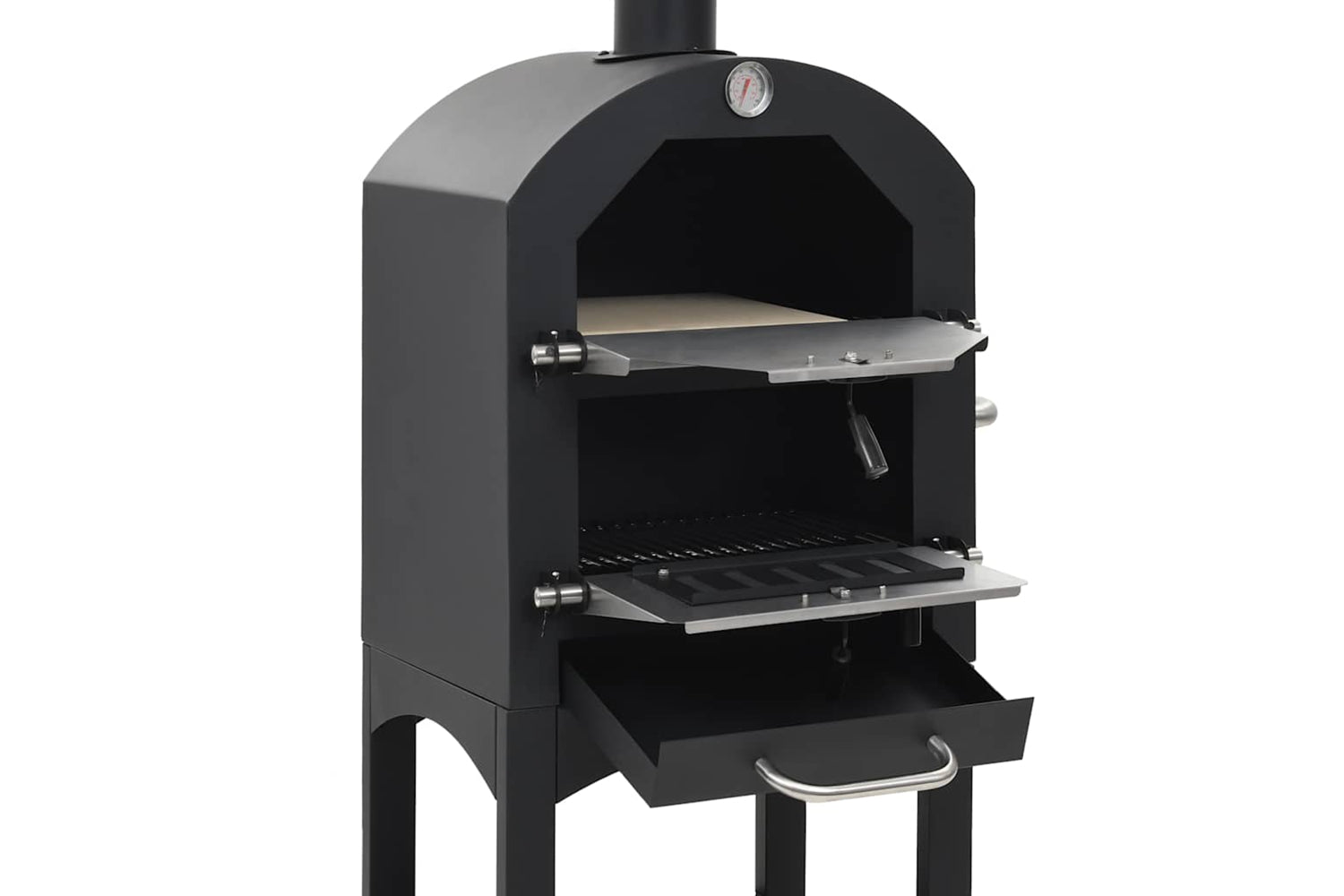 Vidaxl Charcoal Fired Outdoor Pizza Oven With Fireclay Stone-4
