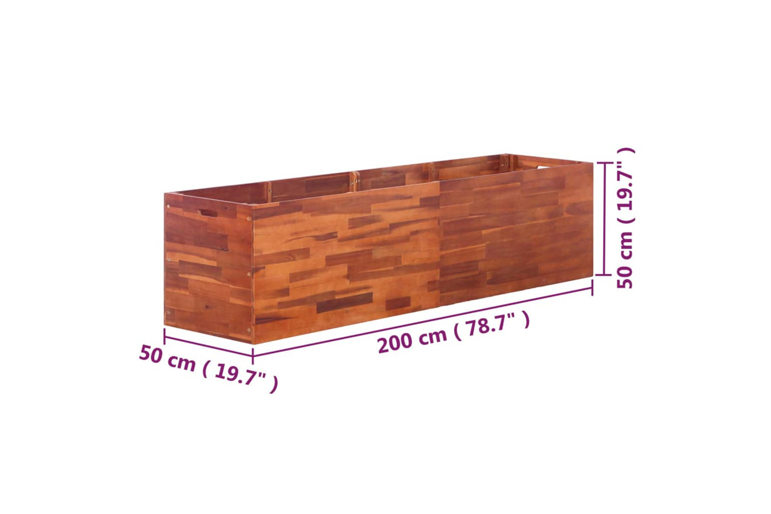 vidaXL 44028 Garden Raised Bed Acacia Wood 200x50x50cm-6