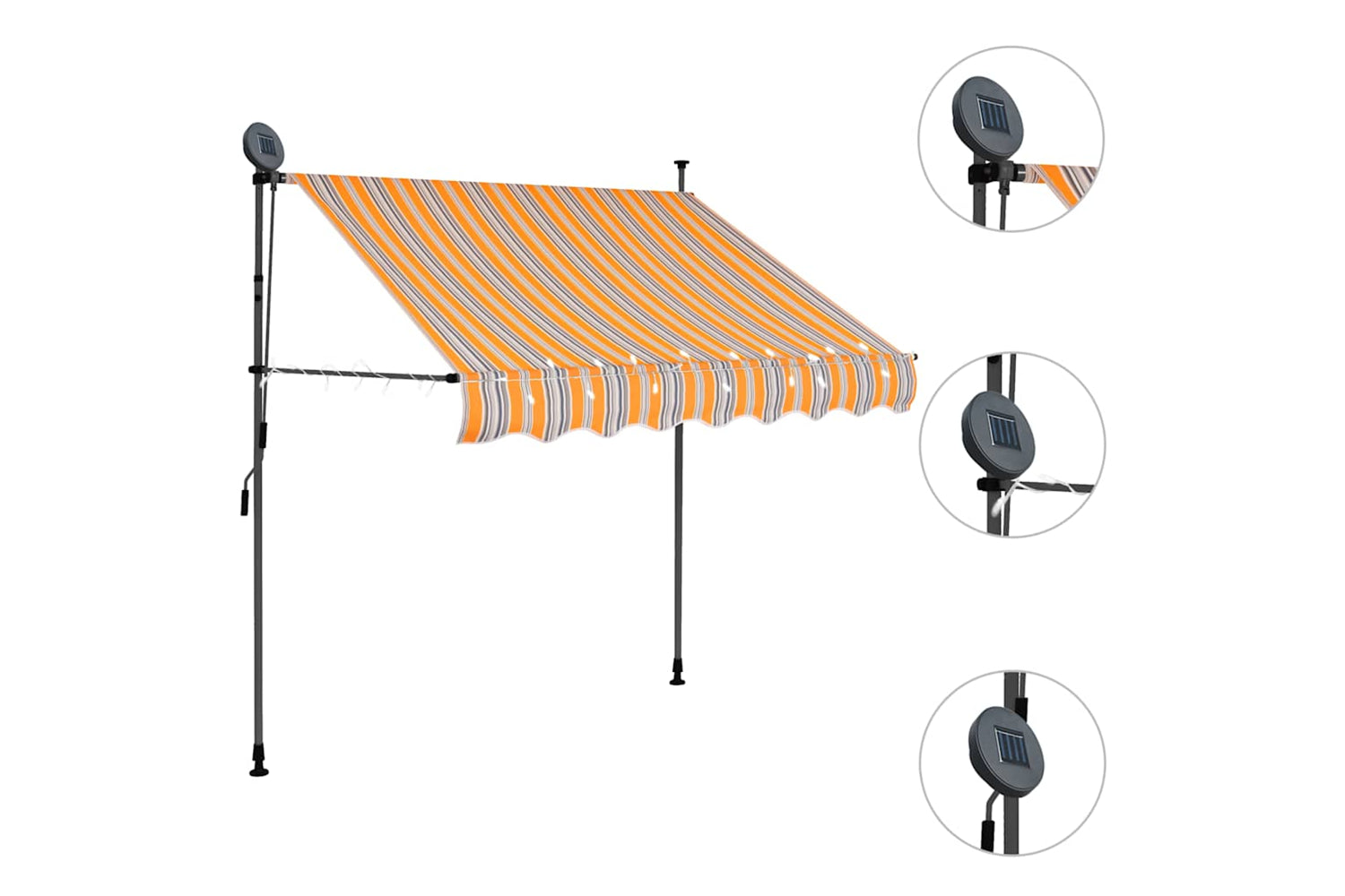 vidaXL 145850 Manual Retractable Awning With Led 200cm Yellow And Blue-3