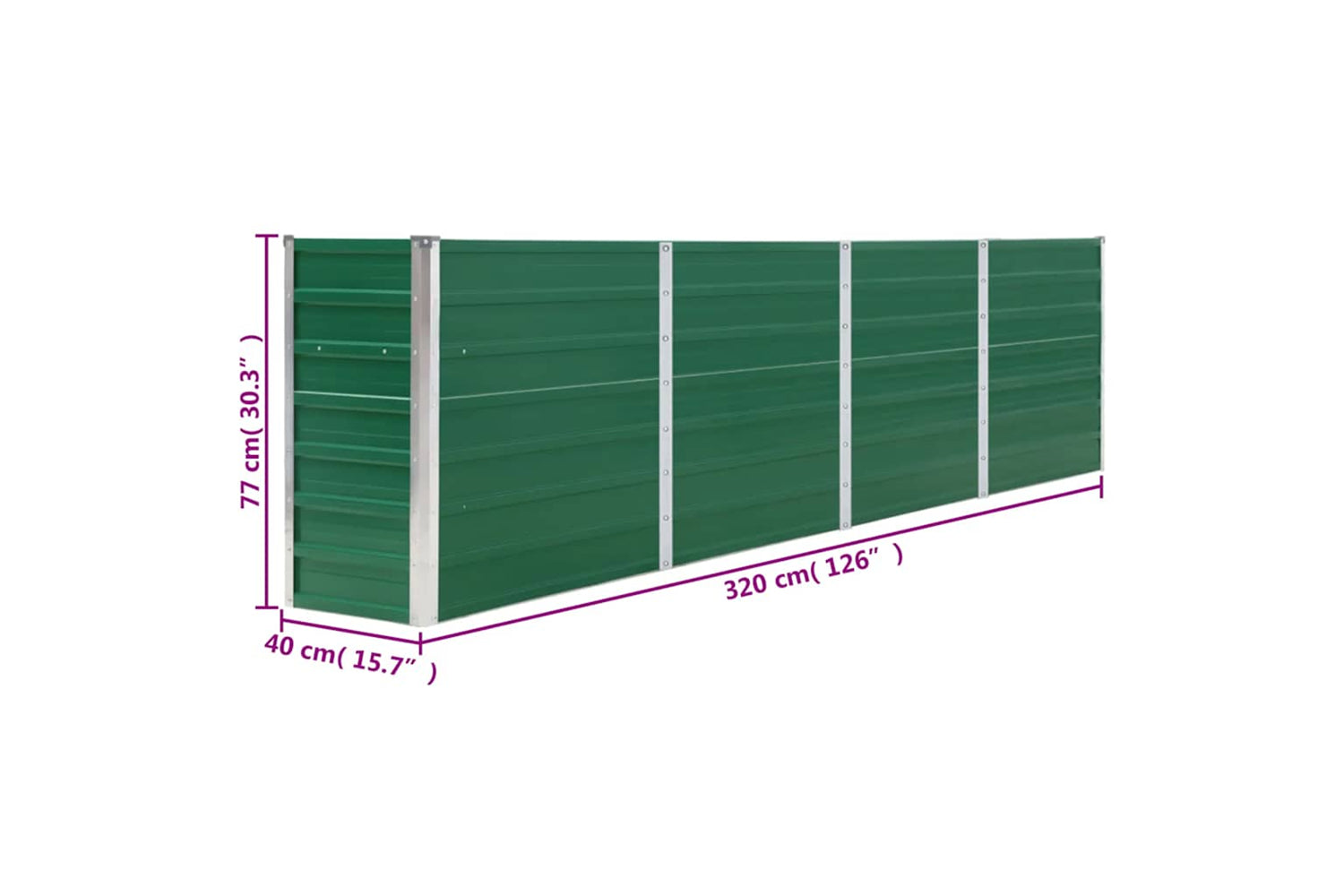 vidaXL 47049 Raised Garden Bed 320x40x77cm Galvanised Steel Green-7