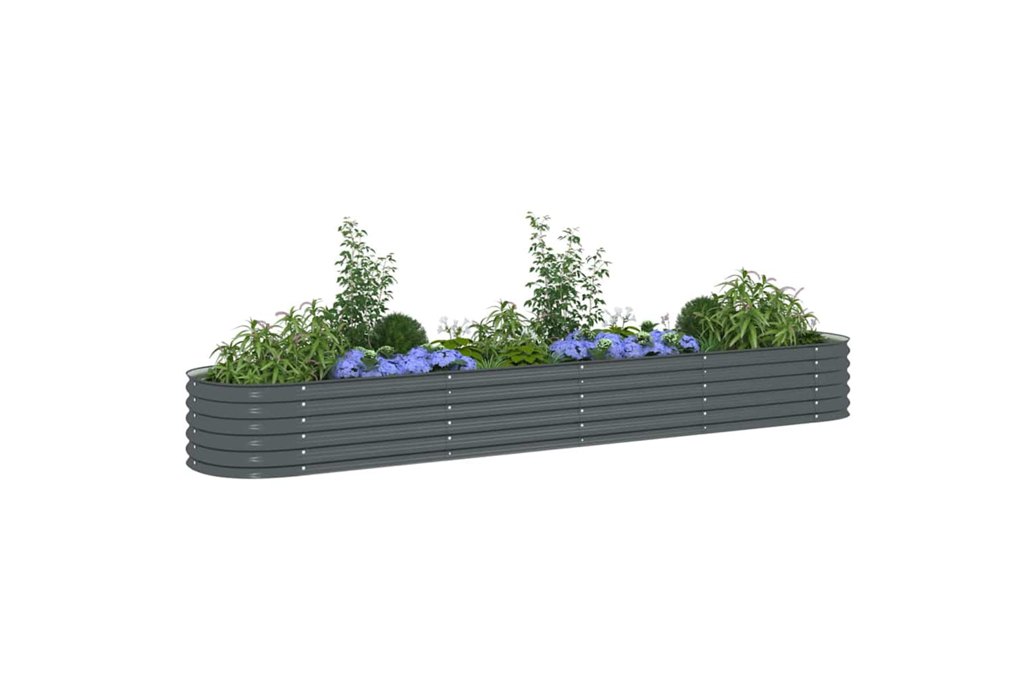 vidaXL Garden Raised Bed 400x80x44cm Galvanised Steel Grey-3